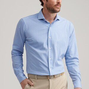 Peter Millar Excursionist Flex Gingham Sport Shirt, Size S in Color Rain Cloud